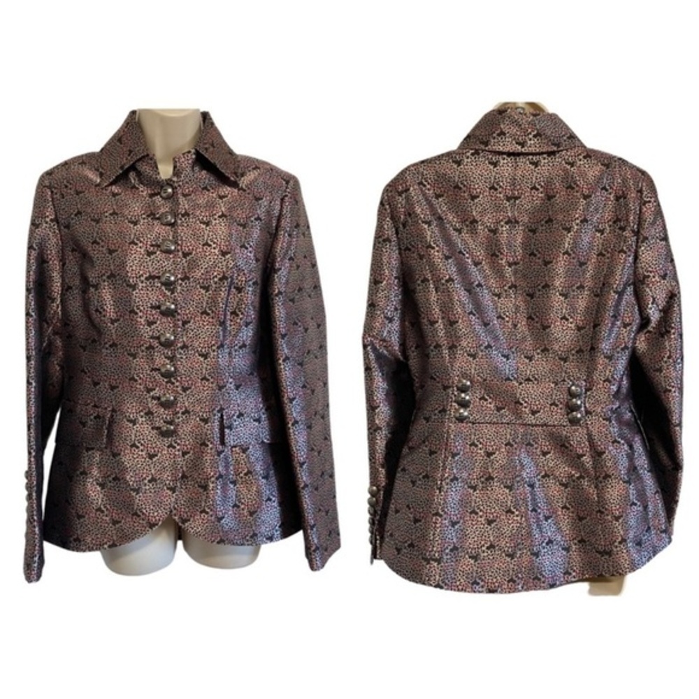 ETCETERA Metallic Printed Button Front Blazer Jacket Size 12 - Picture 2 of 9
